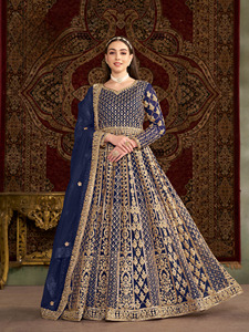 Embroidered <b>Net</b> Semi-Stitched Modern Anarkali Suit for Wedding Prom & Party-Floor-Length - Product Image 6