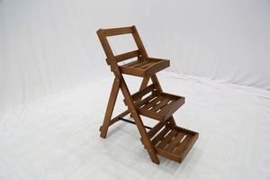 3 Tier Acacia Wood <b>Plant</b> Stand Foldable Waterproof Display Rack Brown Indoor Outdoor Garden Balcony - Product Image 1