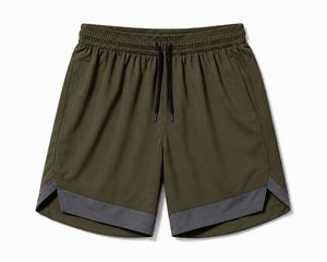 Shorts de sport pour homme, couleur unie, avec cordon de serrage, poches latérales, 100% polyester, respirant, taille mi-haute, séchage rapide, style décontracté - Product Image 1