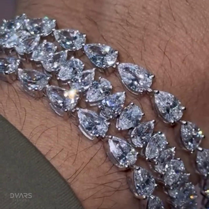 สร้อยข้อมือเพชรทรงลูกแพร์ Dvars Diamond VVS Moissanite เงินแท้ 925 ชุบทอง 18K ผ่านการทดสอบเพชร สไตล์ฮิปฮอป - Product Image 4