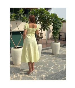 Vestido Midi Amarillo Sólido de Moda para Mujer, Estilo Corsé, Corte Ajustado, Informal de Verano, para Fiestas, Ropa de Mujer - Product Image 3