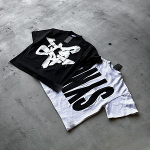 Nouveau design 2026 – T-shirt streetwear personnalisé effet vieilli, coupe oversize, 100 % coton, pour homme et femme, avec petit motif sur toute la surface - Product Image 1