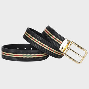 Ceinture décontractée de luxe pour homme avec boucle automatique réglable, logo personnalisé, en cuir de vachette écologique - Product Image 1