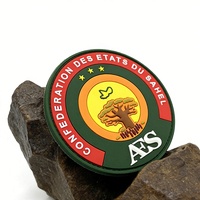 Patch tactique rond en PVC personnalisé pour la Conféderation des États du Sahel, avec emblèmes Baobab, Oiseau et Étoile, Fabricant en gros