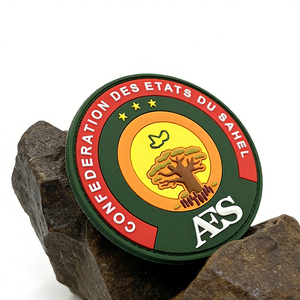 Parche Táctico Redondo de PVC Personalizado al por Mayor de la Confederación de Estados del Sahel, Fabricante con Emblema de Pájaro Baobab y Estrella - Product Image 4