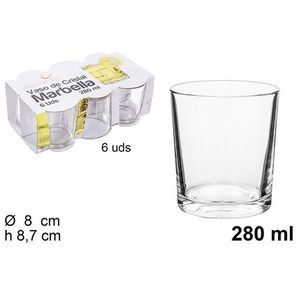 Bicchiere in Cristallo Marbella 280 Ml 6 Pezzi Trasparente per Acqua o Succo - Product Image 1