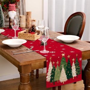 Runner da Tavola Natalizio Stile Fattoria 13x72 Pollici con Alberi di Natale e Fiocchi di Neve per Cucina e Sala da Pranzo - Product Image 4