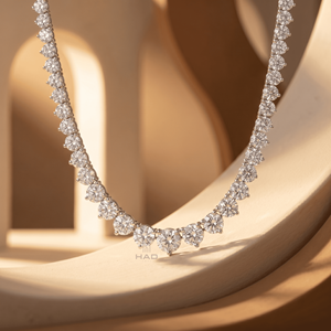 Lab Grown Diamond Round Cut Tennis <b>Necklace</b> White Gold <b>Statement</b> <b>Necklace</b> Luxury Bridal Wedding Anniversary Gift Jewelry - Product Image 3