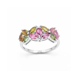 Bague de déclaration de luxe plaquée or Ishime Jewels en argent sterling 925 avec tourmalines multicolores, taille marquise vintage et sertissage à griffes - Product Image 3