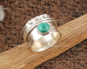 925 Sterling Silver Amethyst Classic Wedding <b>Spinner</b> <b>Ring</b> Anxiety Natural Fidget Band Meditation Boho Jewelry - Product Image 3