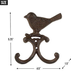 Rustic Metal Flower <b>Hook</b> Handmade Wall Mount <b>Single</b> <b>Hook</b> For Clothing Decorative Garden Style - Product Image 2