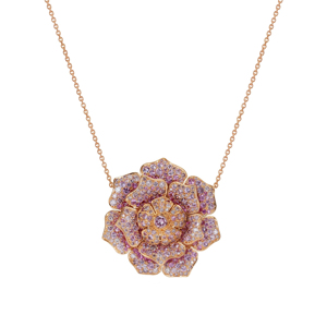 Collar con Colgante de Flor Rosa Dorado para Mujer, Collar Floral de Cristal de Lujo - Product Image 1