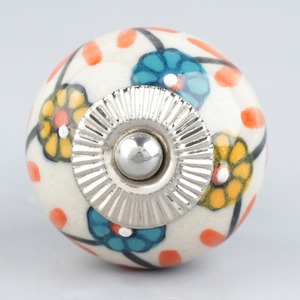 Boutons de tiroir et poignées de meuble contemporains en céramique moutarde de qualité supérieure, faits à la main, motif petite fleur, pour chambre et hôtel - Product Image 6