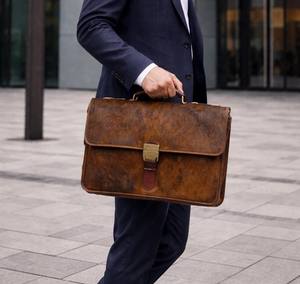 Sac à main pour ordinateur portable en cuir véritable de vachette de qualité supérieure, sacoche vintage pour affaires, sac messager, sac à main LPBH-0020 - Product Image 1