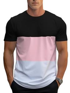 Verano nueva moda hombres colorido estampado geométrico patrón ocio suelto calle fitness alta calidad ocio hombres camiseta - Product Image 4