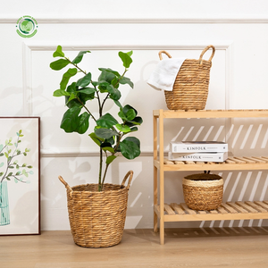 Ensemble de 2 paniers en jacinthe d'eau avec doublures en plastique, paniers de rangement faits à la main, vente en gros, écologiques, fabriqués au Vietnam - Product Image 5