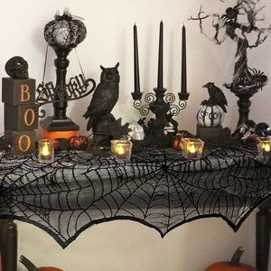 Decorazioni di Halloween: Copri Caminetto in Pizzo Nero a Ragnatela per Feste Festive - Product Image 3