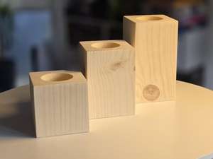 Ensemble de porte-bougies carrés en bois, décoration rustique pour la maison, support pour bougies en bois naturel, centre de table - Product Image 6