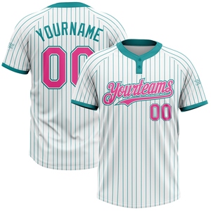 Wholesale Direct Industry Best Selling Custom Black White Pinstripe White Two-<b>Button</b> Unisex Softball Jersey - Product Image 4