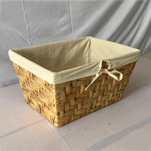 Handwoven Water Hyacinth <b>Storage</b> <b>Basket</b> With Cotton Liner Wicker Organizer <b>Basket</b> Eco Friendly Home <b>Storage</b> <b>Basket</b> - Product Image 1