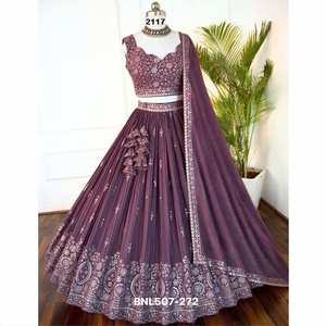 Hermoso Lehenga Choli y Dupatta de Georgette Sintético Pesado con Bordado de Lentejuelas, Proveedor y Exportador Mundial - Product Image 6