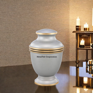 Urna de Metal de aleación de alta calidad Golden Triband para adultos, ceremonia conmemorativa, cenizas, suministros funerarios, urnas de lujo de estilo americano - Product Image 1