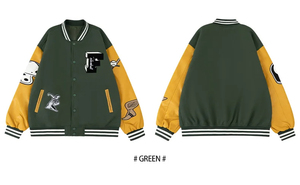 Blouson Bomber Vintage Homme en Polyester avec Broderie Frontale et Patchwork, Style Moto et Baseball, Coupe Ample, Automne Hiver - Product Image 5