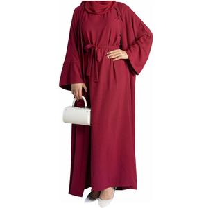Vestido Abaya Islámico Tradicional y Modesto para Mujer, Vestido Largo Holgado de Color Granate, Abayas Transpirables y Ligeras, Abaya Árabe - Product Image 1
