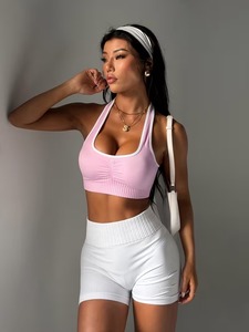 Camisola Deportiva para Mujer con Busto Fruncido, Banda Elástica Inalámbrica Debajo del Busto, Ropa Interior Deportiva, Copas Extraíbles, Chaleco de Yoga y Entrenamiento - Product Image 6