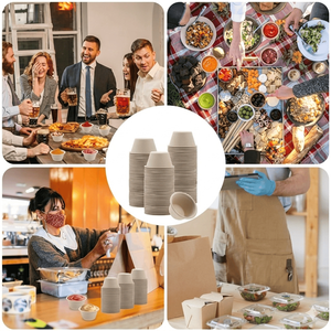 Bols et gobelets jetables 100 % biodégradables et compostables en bagasse, écologiques, pour crème glacée, desserts, sauces, et plats de fête modernes - Product Image 3