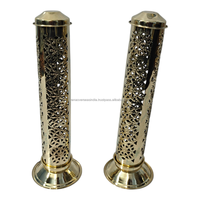 Support de bâtonnets d'encens classique en laiton, brûleur en métal découpé style Jali pour la maison, le temple, la méditation, l'aromathérapie et la décoration