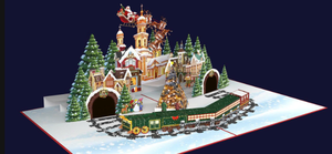 Tarjeta de Felicitación Navideña 3D Pop-Up con Escena de Pueblo Nevado, Impresión Digital en Papel, Tarjeta Festiva con Laminado Brillante, Forma Rectangular - Product Image 4