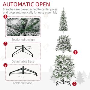 Albero di Natale Artificiale in Pino Sottile Non Illuminato da 2,3 m, Rami Realistici con 668 Punte, Effetto Neve - Product Image 3