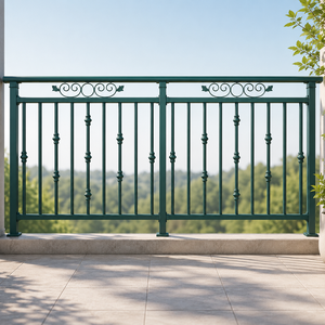Barandilla de Balcón Metálica Verde con Diseño Decorativo de Espirales, Panel de Seguridad para Terraza Exterior, Valla Protectora para Jardín de Casa o Villa - Product Image 5