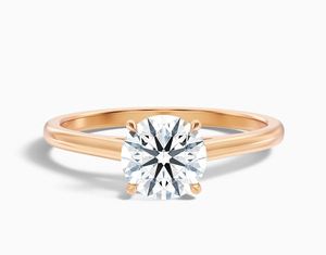 Round Cut Moissanite <b>Ring</b> 925 Sterling <b>Silver</b> White Gold Plated Engagement <b>Ring</b> Dainty Minimalist Classic <b>Solitaire</b> Wedding <b>Ring</b> - Product Image 1