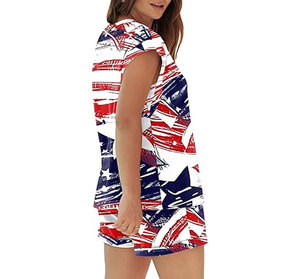 Wholesale Women Vintage Pattern Solid Casual Summer Lace <b>Ankle</b> Button O-Neck Short Sleeve Outdoor Athletic Matching Sets 100% - Product Image 3