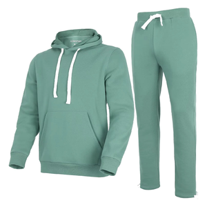 Ensemble de survêtement en coton respirant 2 pièces pour homme avec logo sur le devant, léger, anti-transpiration et séchage rapide, tenue de sport décontractée - Product Image 1