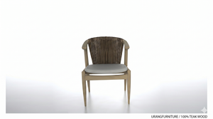 Modern Teak Wood Outdoor Dining Chair With Synthetic Rattan Woven Backrest Elegant Restaurant <b>Armchair</b> With Cushion Wholesale - Product Image 2