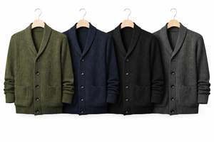 Cardigan en maille épaisse pour homme, col châle uni, col en V boutonné, respirant, collection automne, fabricant ODM Ha Nam - Product Image 2