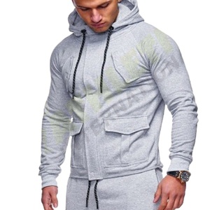 Chándal Casual Jogging y ropa de entrenamiento de alta calidad de manga larga Casual Slim Fitness Color rojo cremallera algodón Hombre chándales - Product Image 3