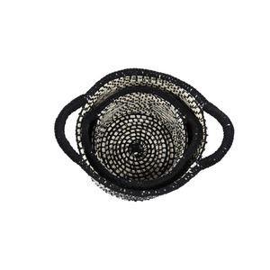 Elegant Set Of 2 Black Macrame <b>Baskets</b> Different Sizes For Clothes Storage Kitchen Grocery And Interior Styling From India - Product Image 4
