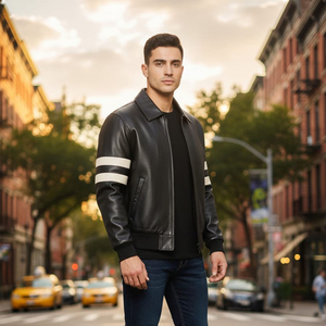 Men's Premium Leather Coated <b>Canvas</b> Stand Collar Winter Hooded Windproof Breathable Fashion <b>Jacket</b> Soft Touch Lining Long - Product Image 6