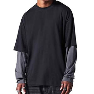 T-shirt pour homme à double couche, couleur unie, style décontracté, respirant, en coton, nouvelle arrivée, dernier style - Product Image 1