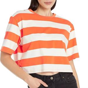 Camisetas Cortas de Verano para Mujer, Casuales, de Algodón, con Logotipo Personalizado OEM, de Manga Corta, Holgadas, con Estampado a Cuadros - Product Image 1