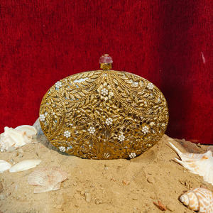 Indian Handcrafted <b>Brass</b> floral MOP <b>Sheet</b> Clutch Luxury Evening Party Bridal Bag With Engraved Metal Frame handbag - Product Image 1