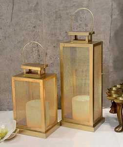 Porte-bougie décoratif en métal ajouré, lanterne cylindrique géométrique pour bougies chauffe-plat - Product Image 2