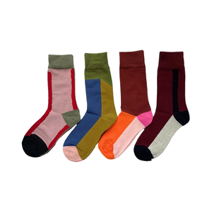 Chaussettes décontractées à blocs de couleur contrastées de style vintage ODM, design tendance, chaussettes personnalisées en gros, fabriquées en usine au Vietnam - Product Image 1