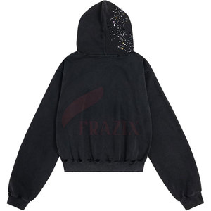 เสื้อฮู้ดซิปประดับคริสตัลสั่งทำพิเศษ ผ้าฝ้ายพรีเมียม เสื้อผ้าลำลองสำหรับทุกวัน ผู้ผลิตเสื้อผ้าแบรนด์ส่วนตัว - Product Image 2