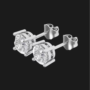 Brilliant Round Zircon <b>Stud</b> <b>Earrings</b> in Polished <b>Silver</b> Setting with Gold Plating Modern Elegance Subtle Hip Hop Inspired - Product Image 1