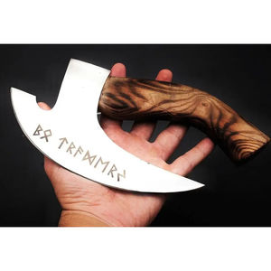 มีดตัดพิซซ่าเหล็กกล้าคาร์บอนทำมือ Burraq ด้ามไม้พะยูง ปลอกหนัง สำหรับแคมป์ปิ้ง กิจกรรมกลางแจ้ง DIY อุตสาหกรรม ของขวัญวันพ่อ - Product Image 4